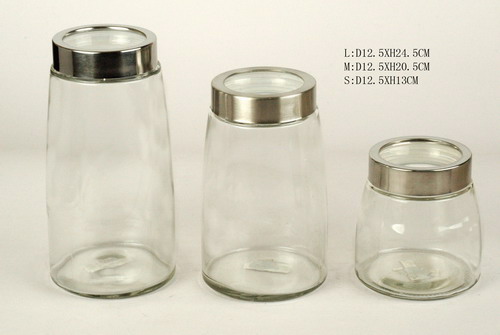3 Pcs Glass Storage Jar Set