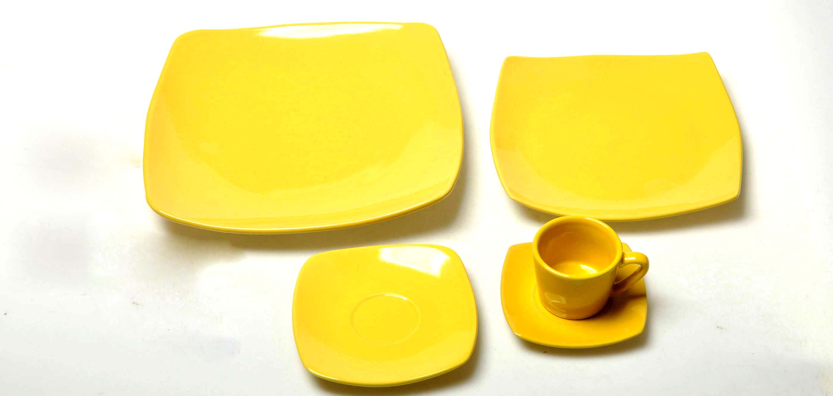 Square Yellow Porcelain Dinner Set